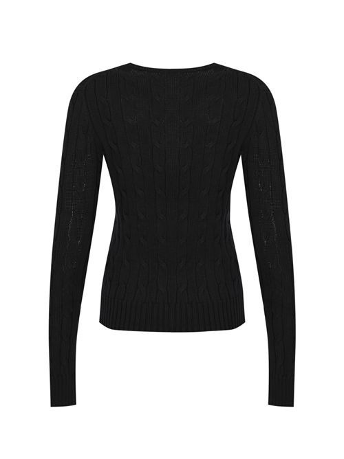 Maglia a trecce in cotone con logo Black POLO RALPH LAUREN | 211971869006